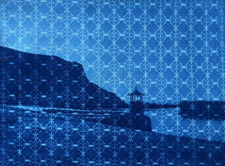 Blue-toned print of an old photograph of White Point